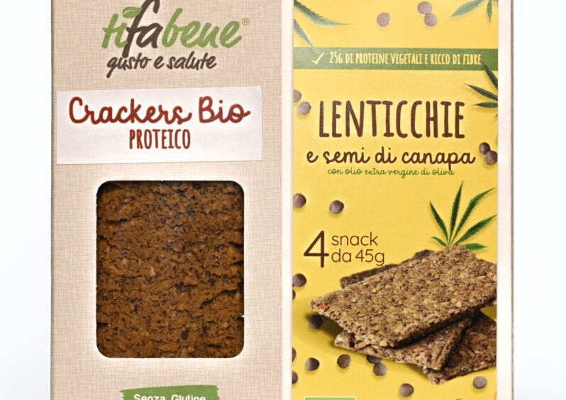 crackers proteico lenticchie canapa semi di lino olio d'oliva